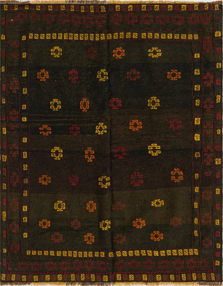 Detail image of 4' 3 x 4' 4 Hand Knotted Sumak Wool Square Rug