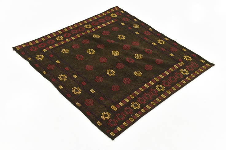 Detail image of 4' x 4' Hand Knotted Sumak Wool Square Rug