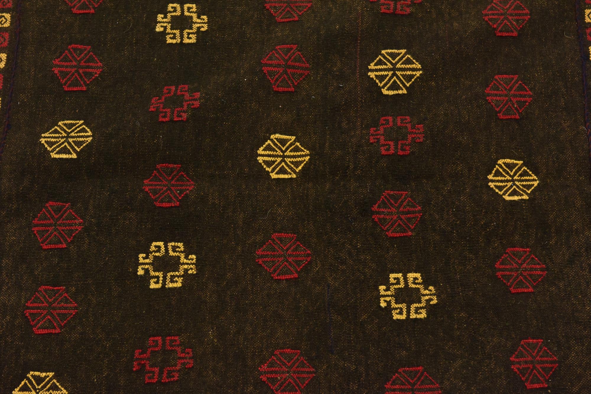 4' x 4' Hand Knotted Sumak Wool Square Rug