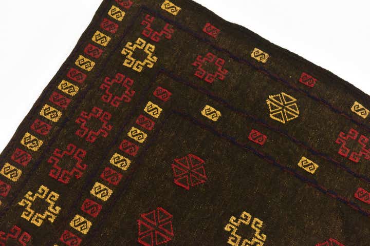 4' x 4' Hand Knotted Sumak Wool Square Rug