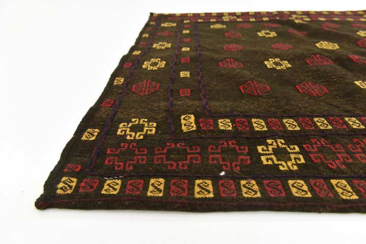 4' x 4' Hand Knotted Sumak Wool Square Rug