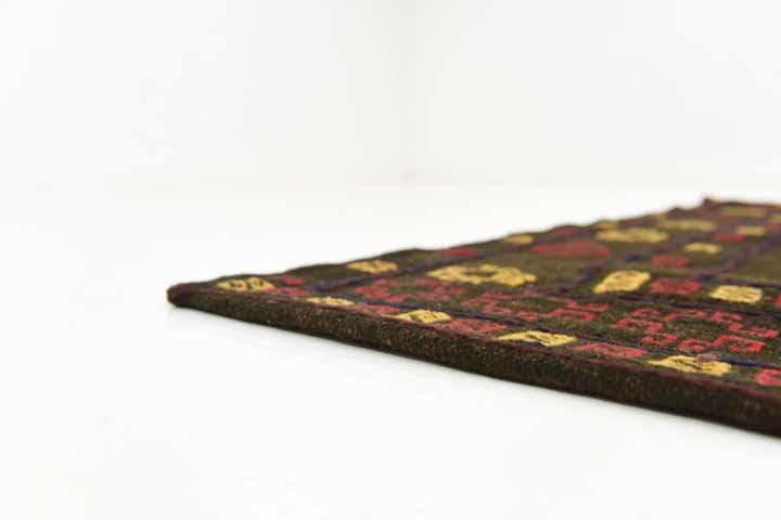4' x 4' Hand Knotted Sumak Wool Square Rug