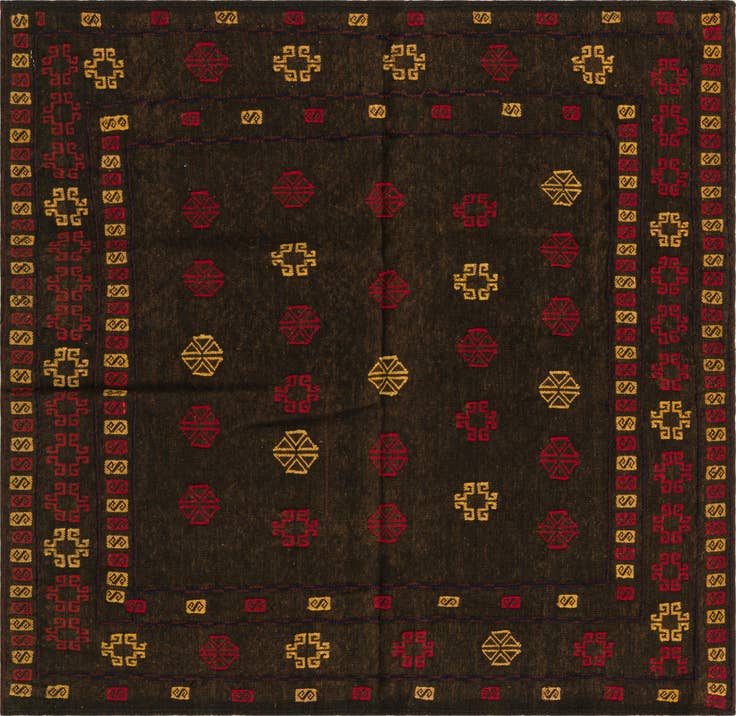 Detail image of 4' x 4' Hand Knotted Sumak Wool Square Rug