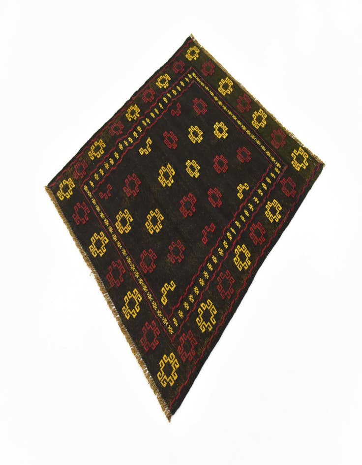 Detail image of 3' 6 x 3' 10  Hand Knotted Sumak Wool Square Rug