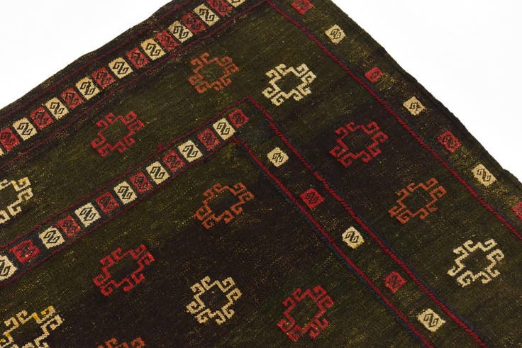 Detail image of 4' 2 x 4' 5 Hand Knotted Sumak Wool Square Rug