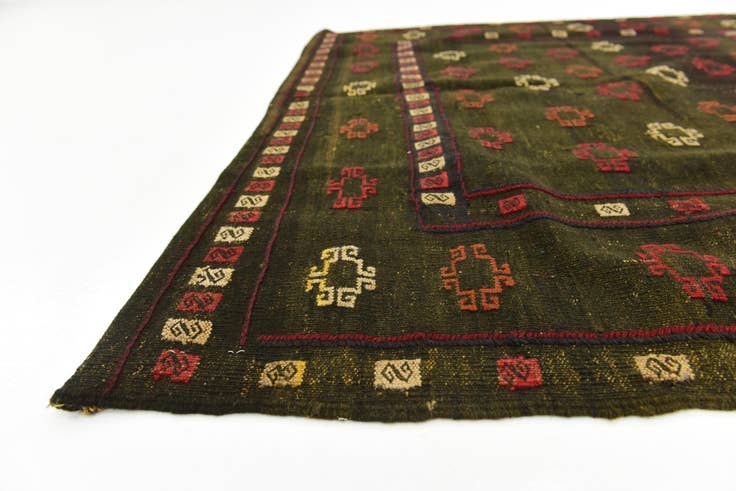 Detail image of 4' 2 x 4' 5 Hand Knotted Sumak Wool Square Rug