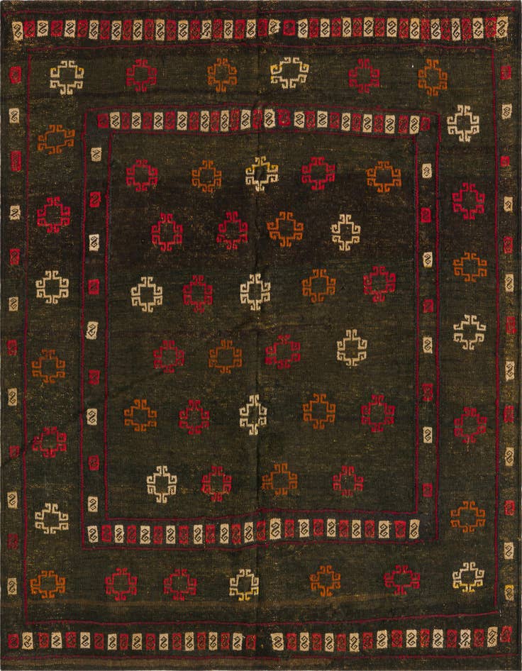 Detail image of 4' 2 x 4' 5 Hand Knotted Sumak Wool Square Rug