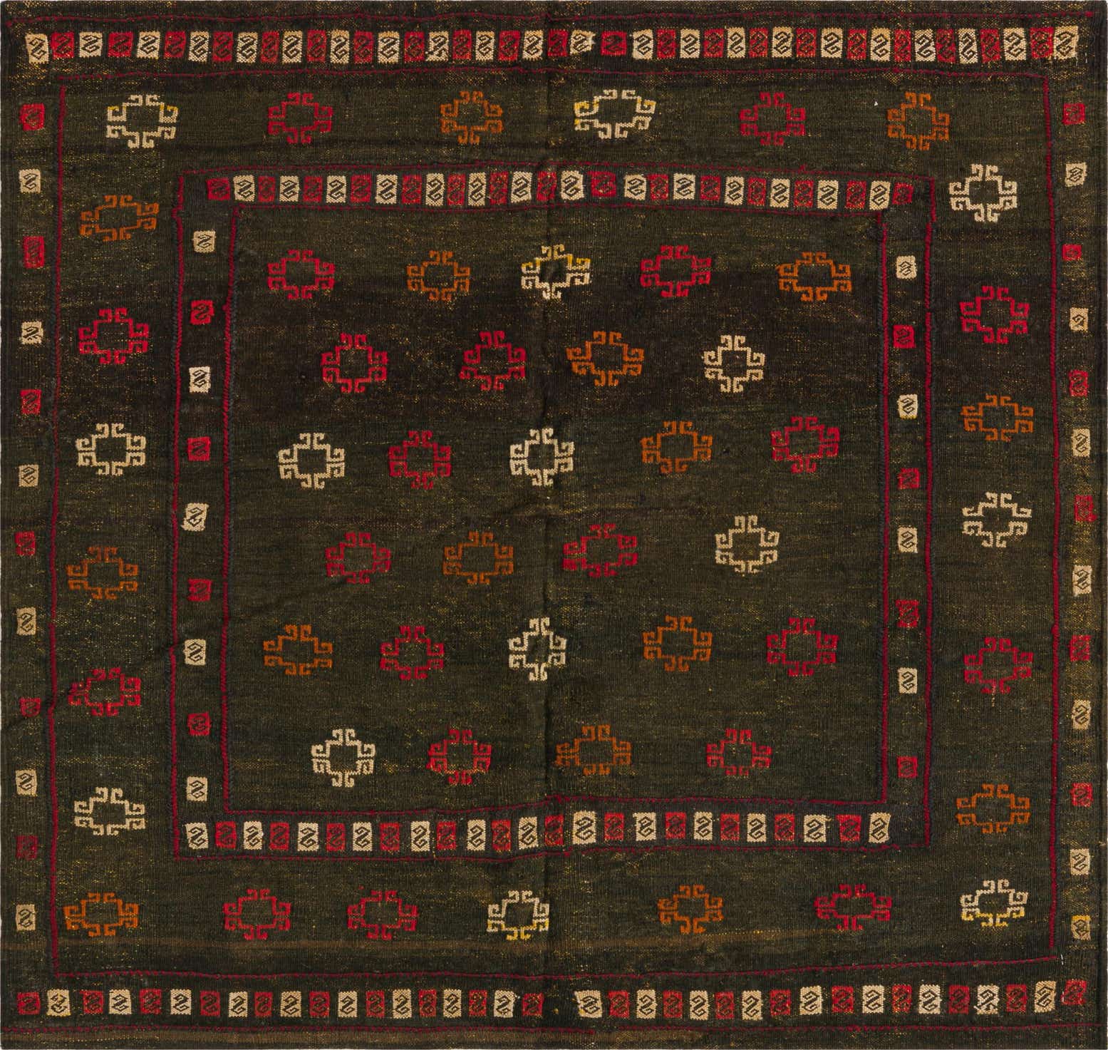 4' 2 x 4' 5 Hand Knotted Sumak Wool Square Rug