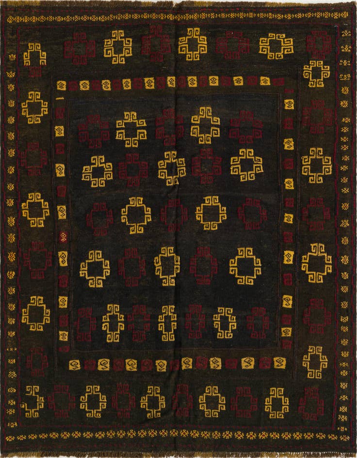 Detail image of 4' 3 x 4' 6 Hand Knotted Sumak Wool Square Rug
