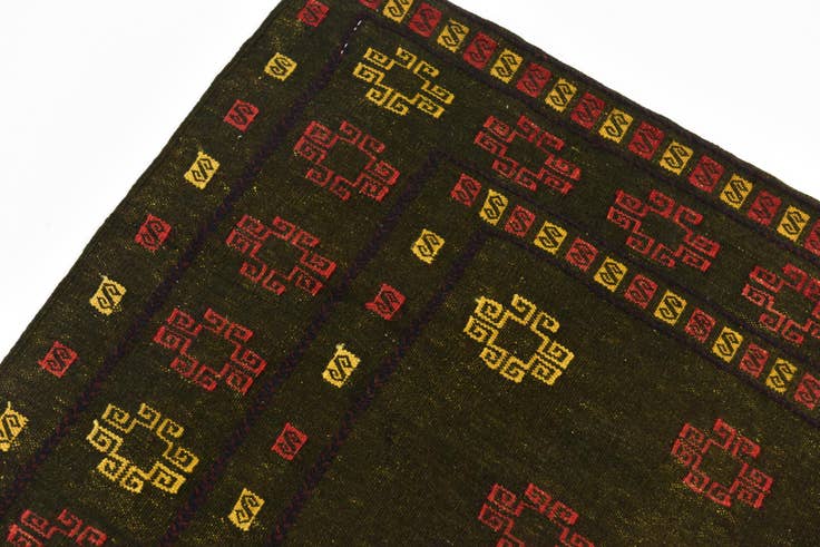 Detail image of 4' 3 x 4' 5 Hand Knotted Sumak Wool Square Rug