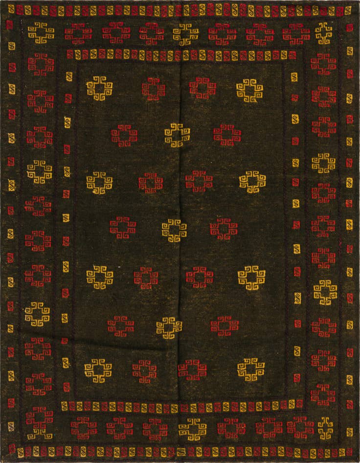 Detail image of 4' 3 x 4' 5 Hand Knotted Sumak Wool Square Rug