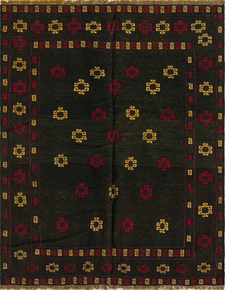 Detail image of 4' 3 x 4' 5 Hand Knotted Sumak Wool Square Rug