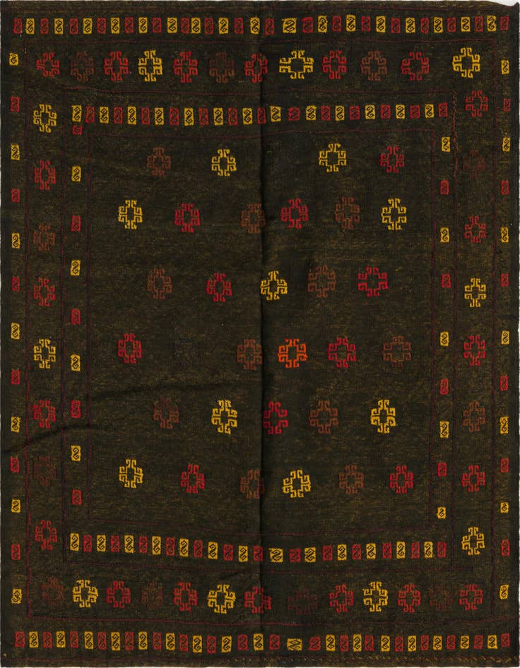 Detail image of 4' 3 x 4' 4 Hand Knotted Sumak Wool Square Rug