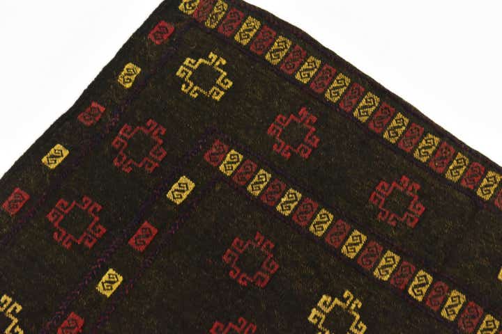 3' 9 x 3' 10 Hand Knotted Sumak Wool Square Rug