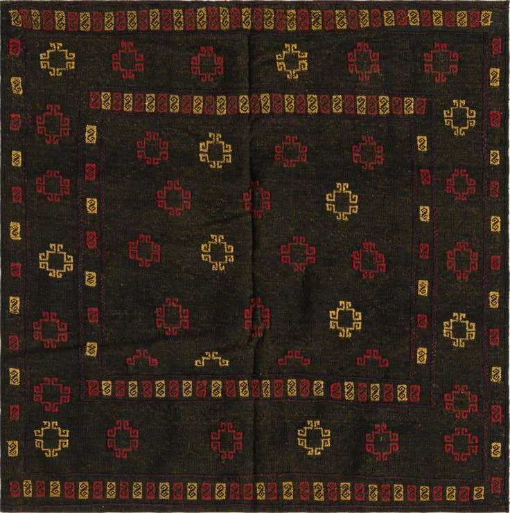 Detail image of 3' 9 x 3' 10 Hand Knotted Sumak Wool Square Rug