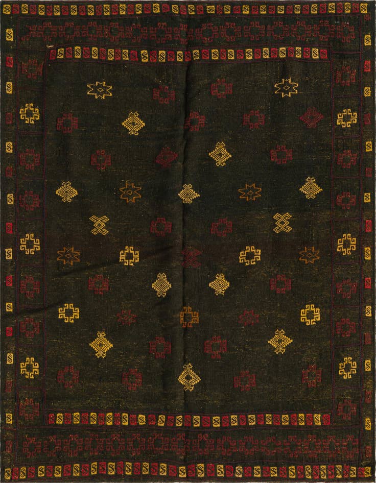 Detail image of 4' 2 x 4' 4 Hand Knotted Sumak Wool Square Rug