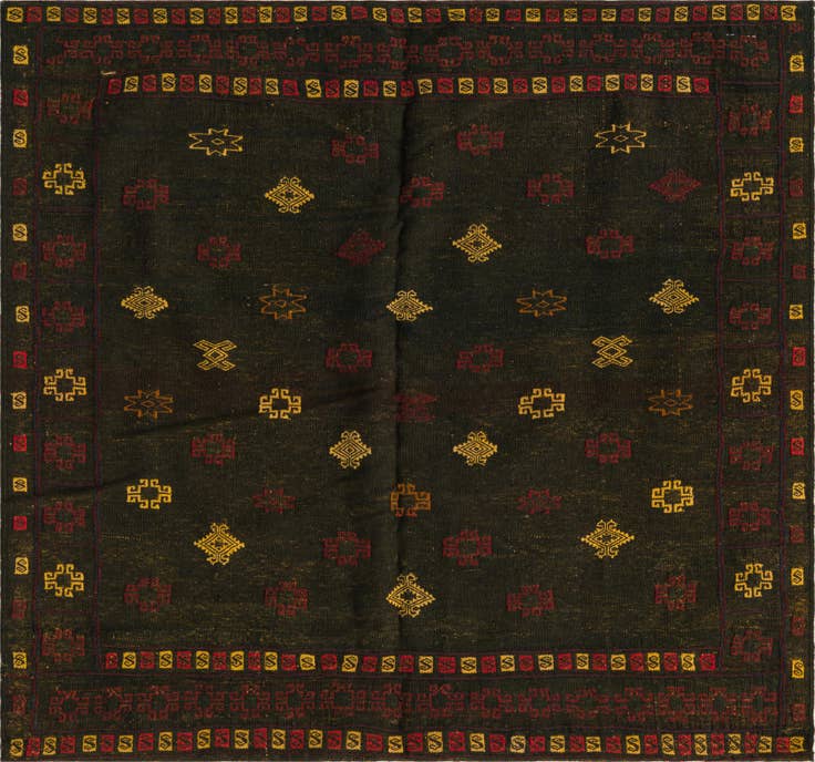 Detail image of 125cm x 130cm anudado a mano Sumak Alfombra Lana Cuadrado