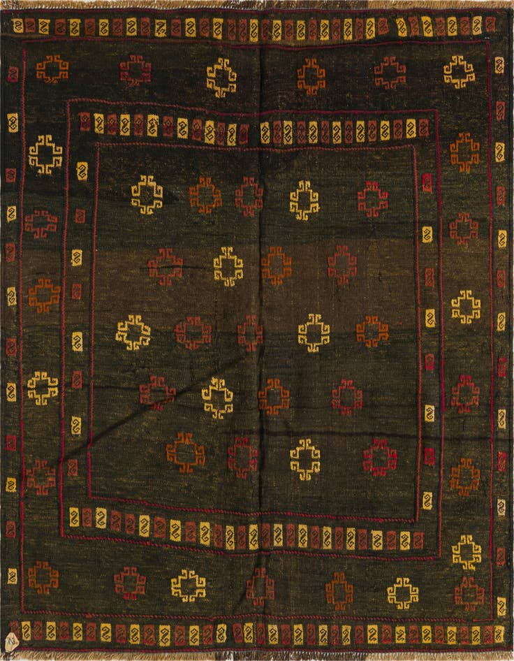 Detail image of 3' 10 x 4' 2 Hand Knotted Sumak Wool Square Rug