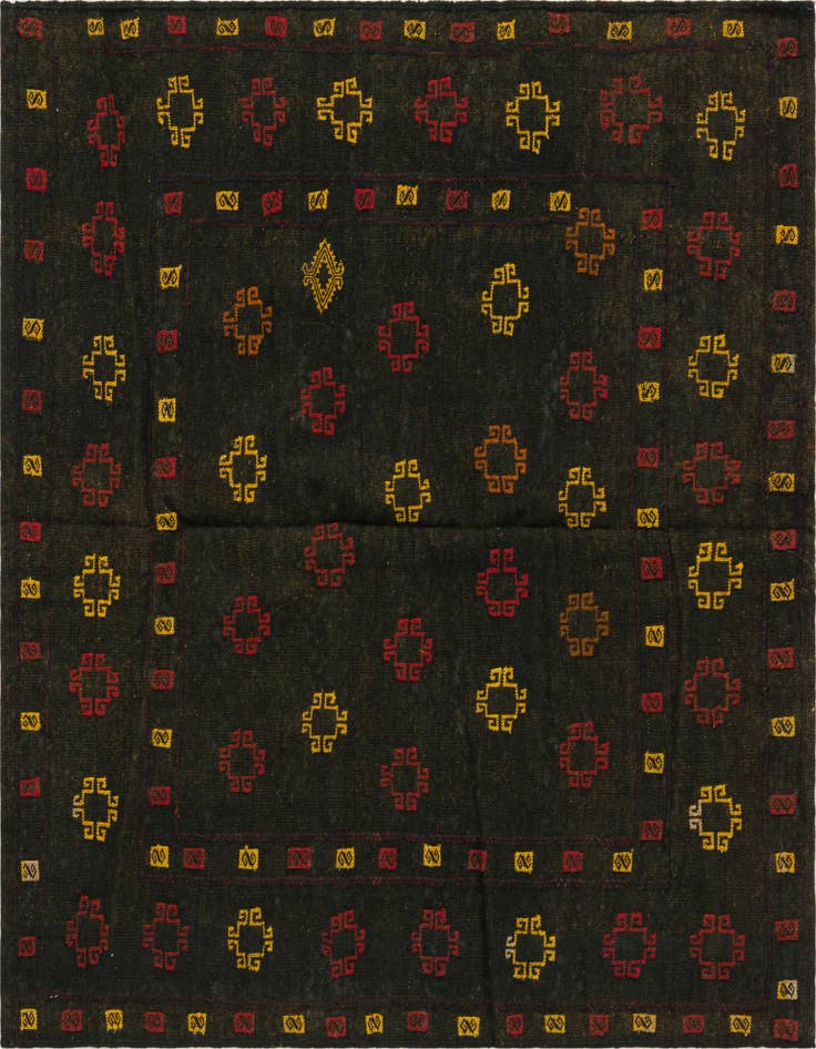 Detail image of 4' 2 x 4' 4 Hand Knotted Sumak Wool Square Rug