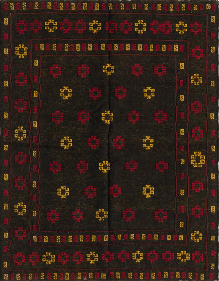 Detail image of 4' 2 x 4' 3 Hand Knotted Sumak Wool Square Rug