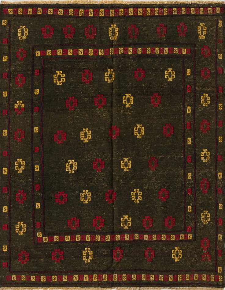 Detail image of 4' 4 x 4' 7 Hand Knotted Sumak Wool Square Rug