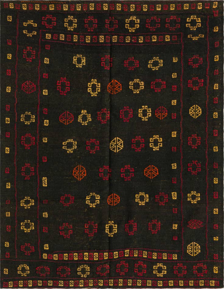Detail image of 4' x 4' 4 Hand Knotted Sumak Wool Square Rug