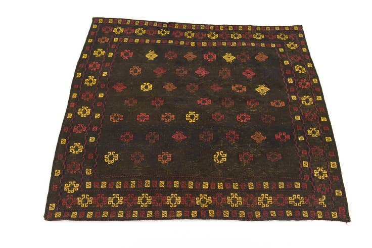 Detail image of 3' 10 x 4' 3 Hand Knotted Sumak Wool Square Rug