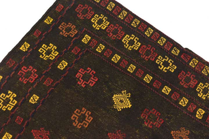 3' 10 x 4' 3 Hand Knotted Sumak Wool Square Rug