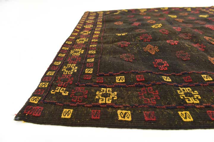 3' 10 x 4' 3 Hand Knotted Sumak Wool Square Rug