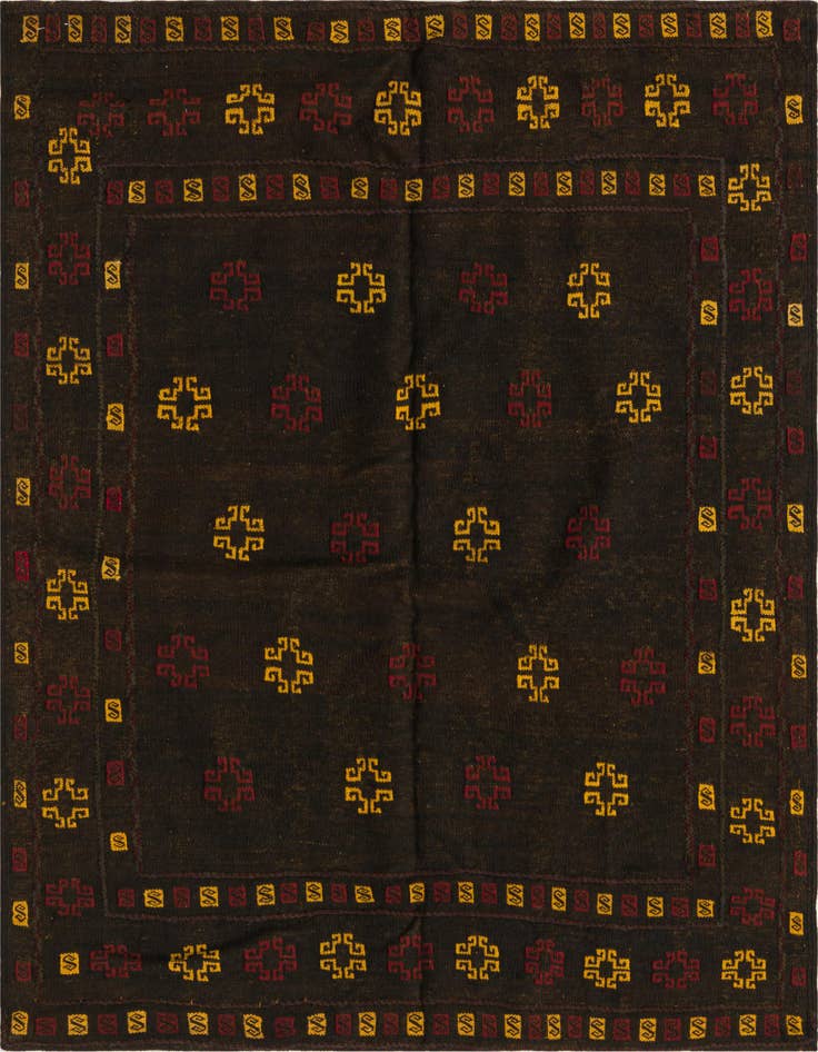Detail image of 4' 2 x 4' 2 Hand Knotted Sumak Wool Square Rug