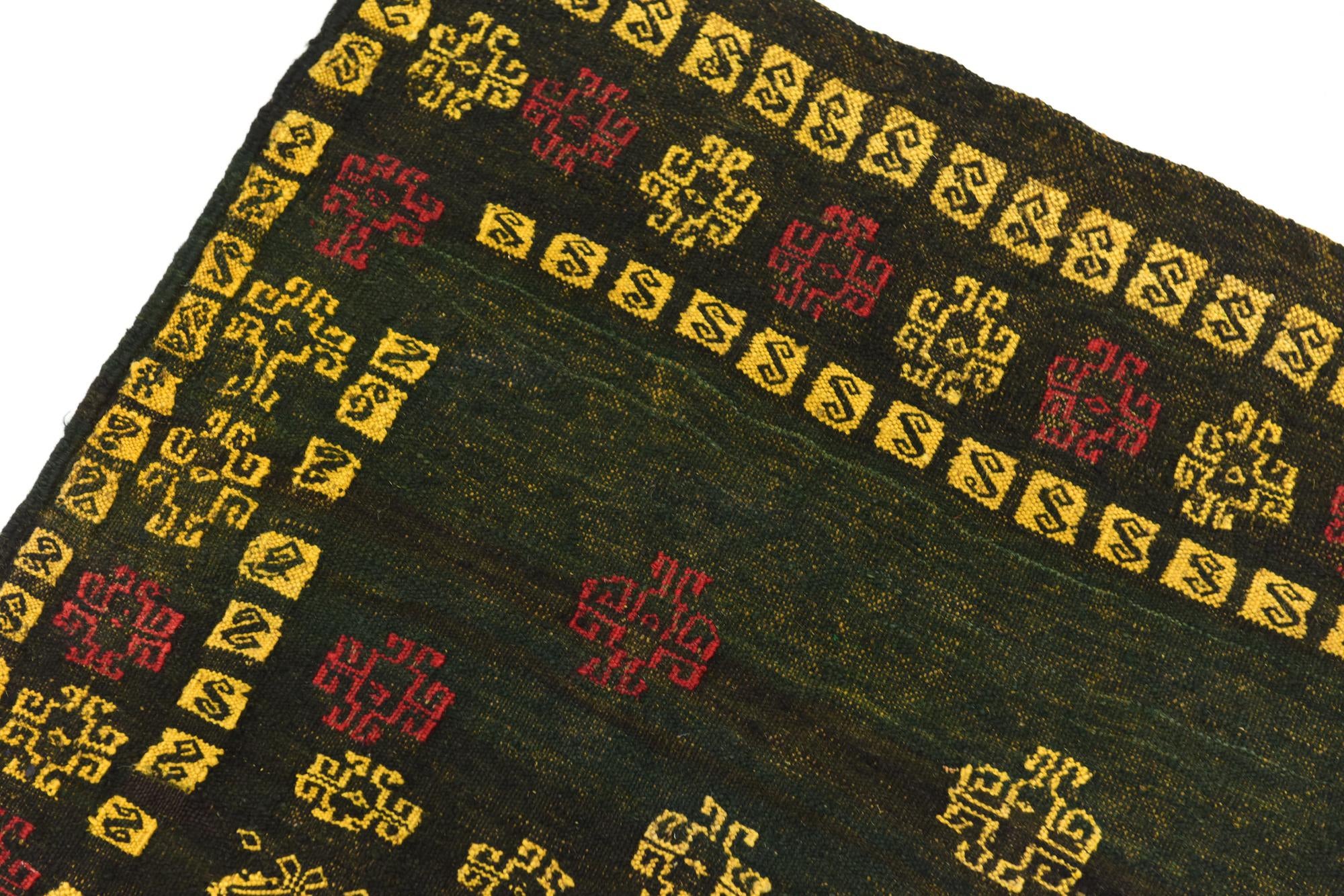 3' 6 x 3' 7 Hand Knotted Sumak Wool Square Rug