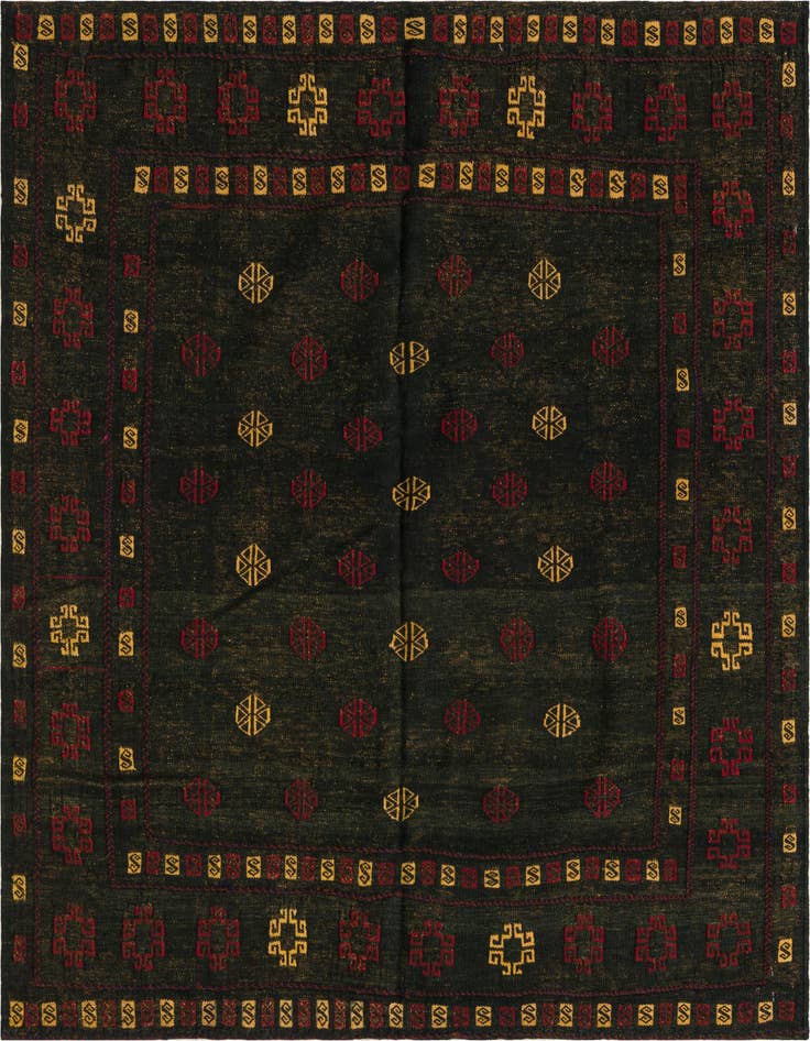 Detail image of 4' 3 x 4' 5 Hand Knotted Sumak Wool Square Rug