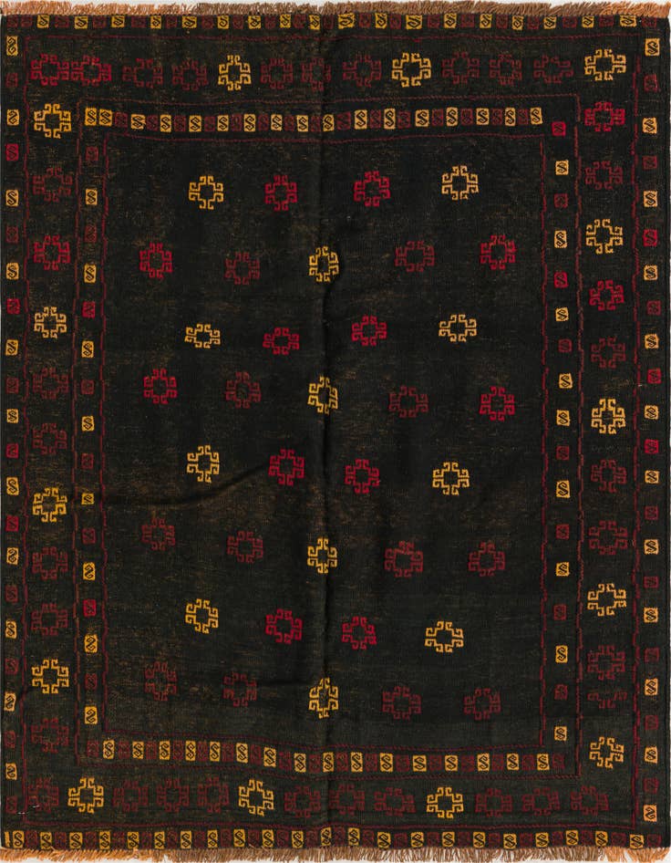 Detail image of 4' 3 x 4' 4 Hand Knotted Sumak Wool Square Rug