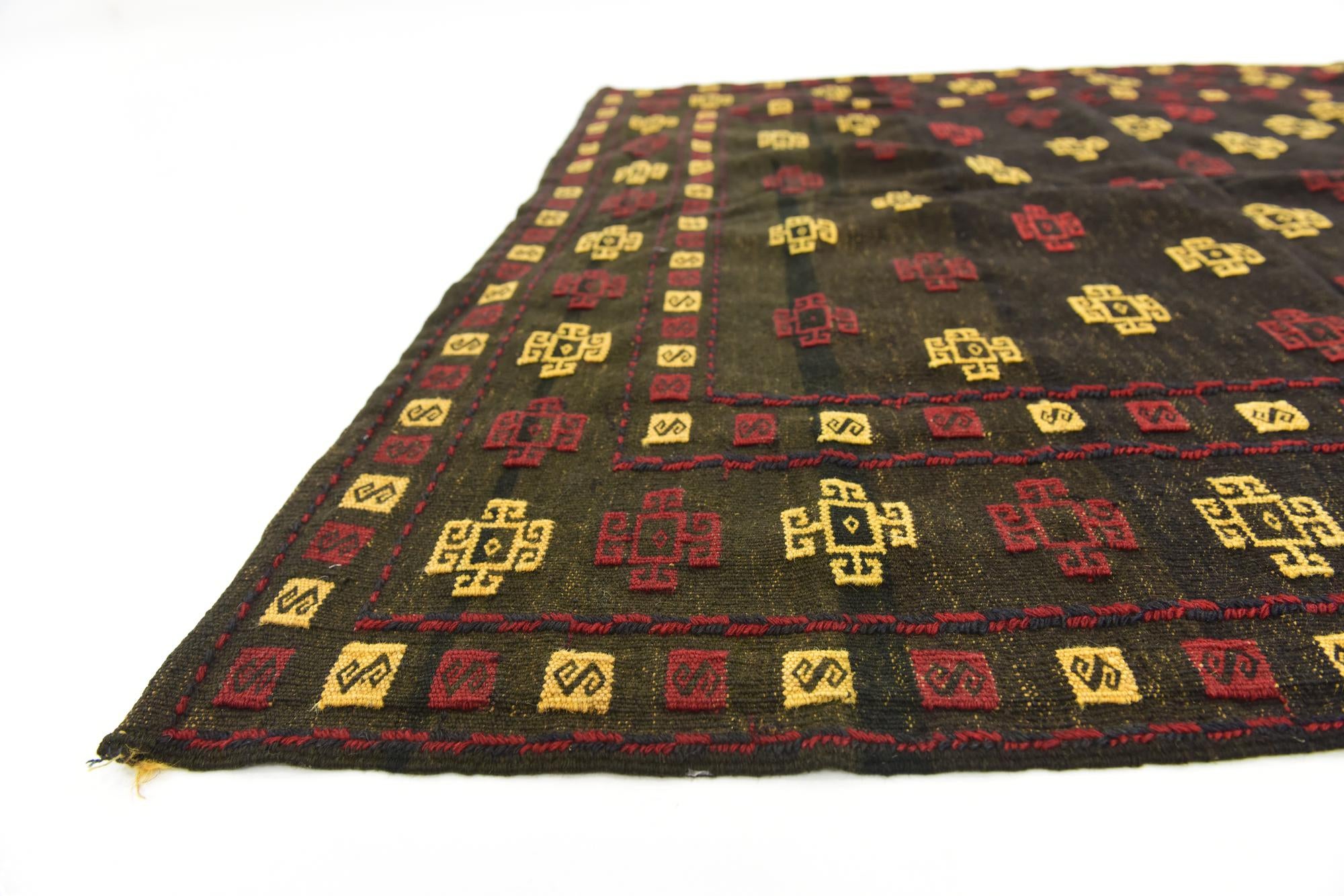 4' x 4' 2 Hand Knotted Sumak Wool Square Rug