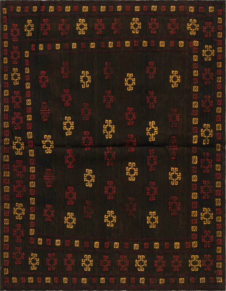 Detail image of 4' 2 x 4' 3 Hand Knotted Sumak Wool Square Rug
