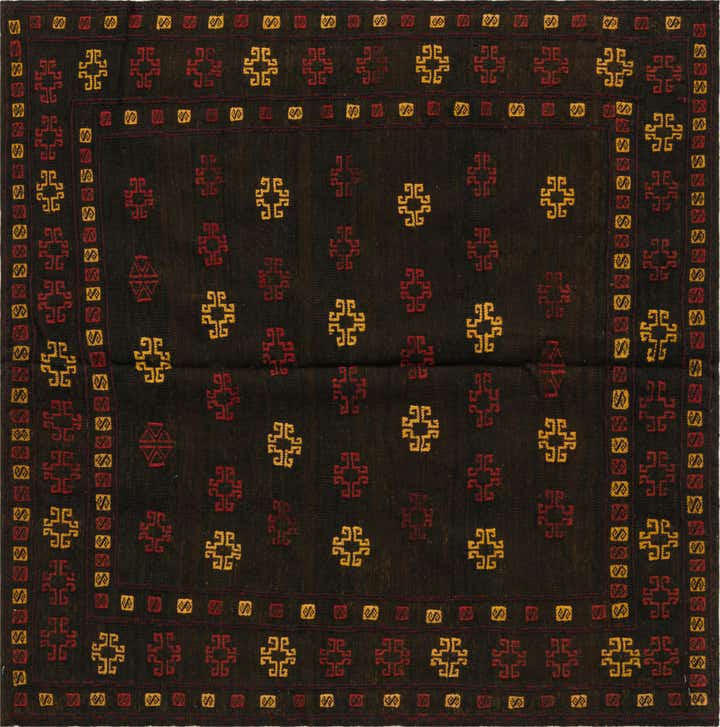 125cm x 130cm Handgeknüpft Sumak Wolle Quadrat Teppich