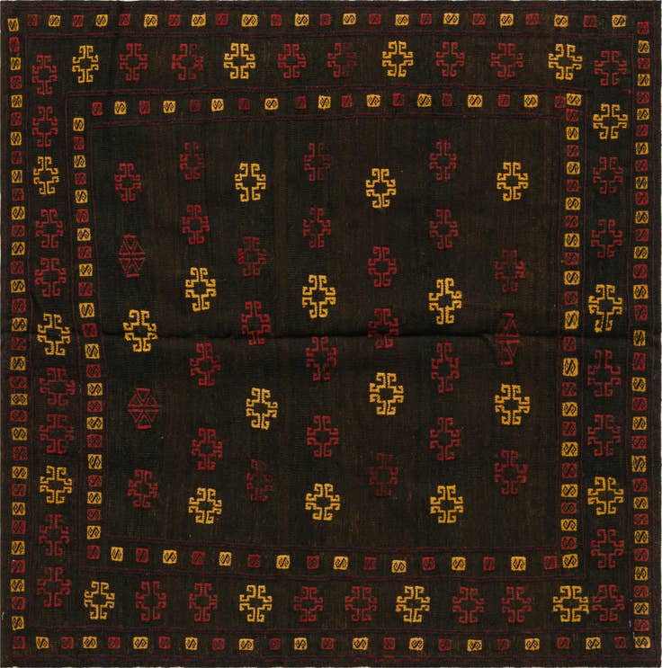Detailansicht von 125cm x 130cm Handgeknüpft Sumak Wolle Quadrat Teppich