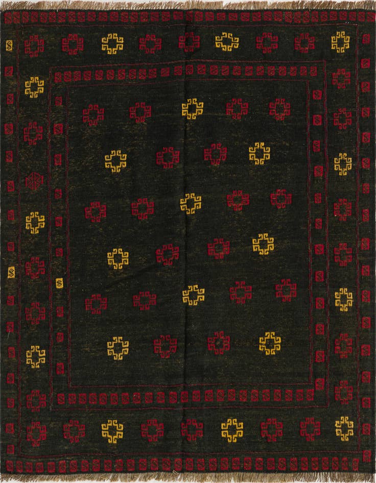 Detail image of 4' 2 x 4' 3 Hand Knotted Sumak Wool Square Rug