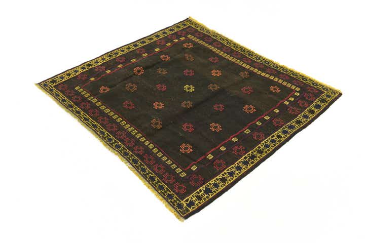 4' 2 x 4' 3 Hand Knotted Sumak Wool Square Rug