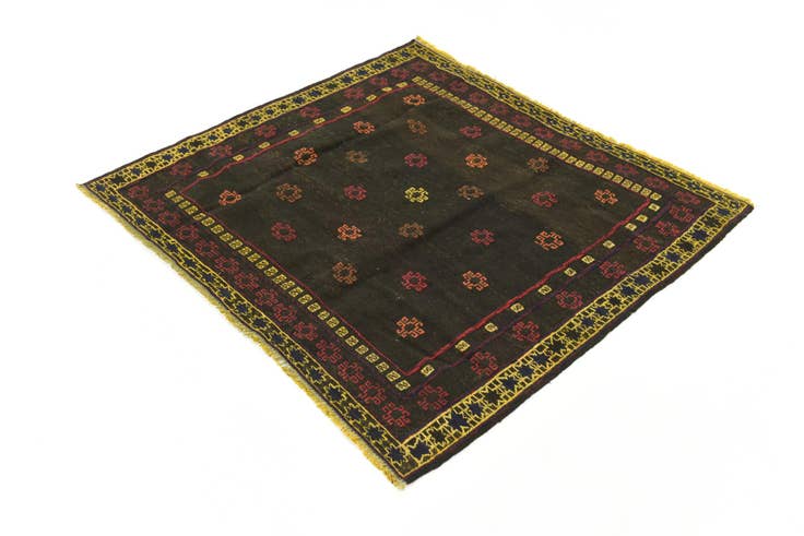 Detail image of 4' 2 x 4' 3 Hand Knotted Sumak Wool Square Rug