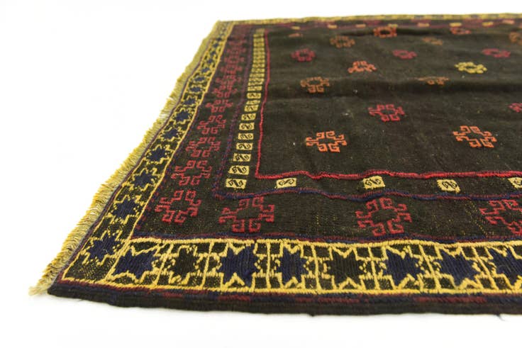 Detail image of 4' 2 x 4' 3 Hand Knotted Sumak Wool Square Rug