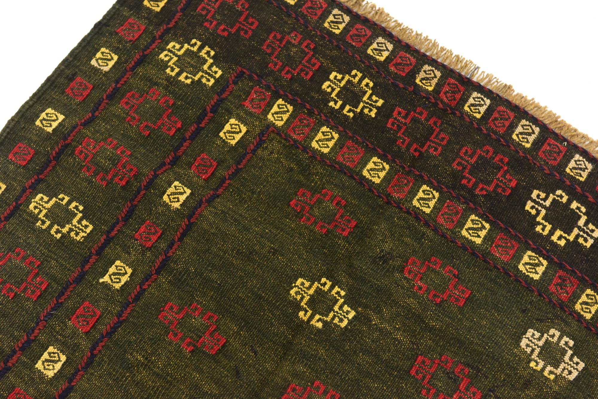 4' 2 x 4' 2 Hand Knotted Sumak Wool Square Rug