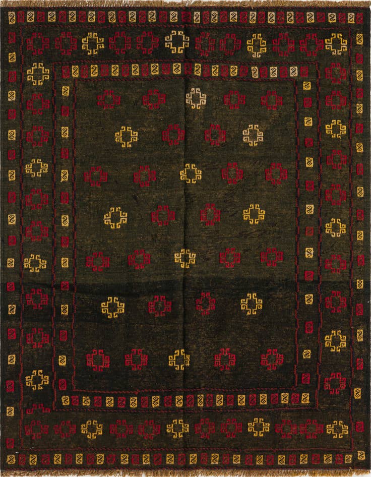 Detail image of 4' 2 x 4' 2 Hand Knotted Sumak Wool Square Rug