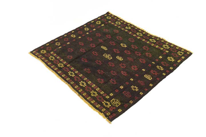 4' 2 x 4' 3 Hand Knotted Sumak Wool Square Rug