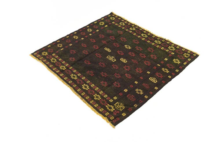 Detail image of 4' 2 x 4' 3 Hand Knotted Sumak Wool Square Rug