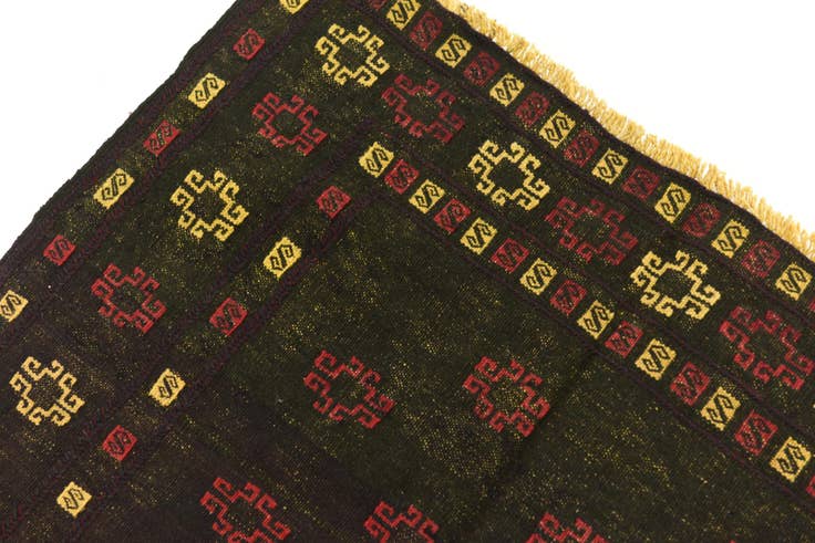 Detail image of 4' 2 x 4' 3 Hand Knotted Sumak Wool Square Rug