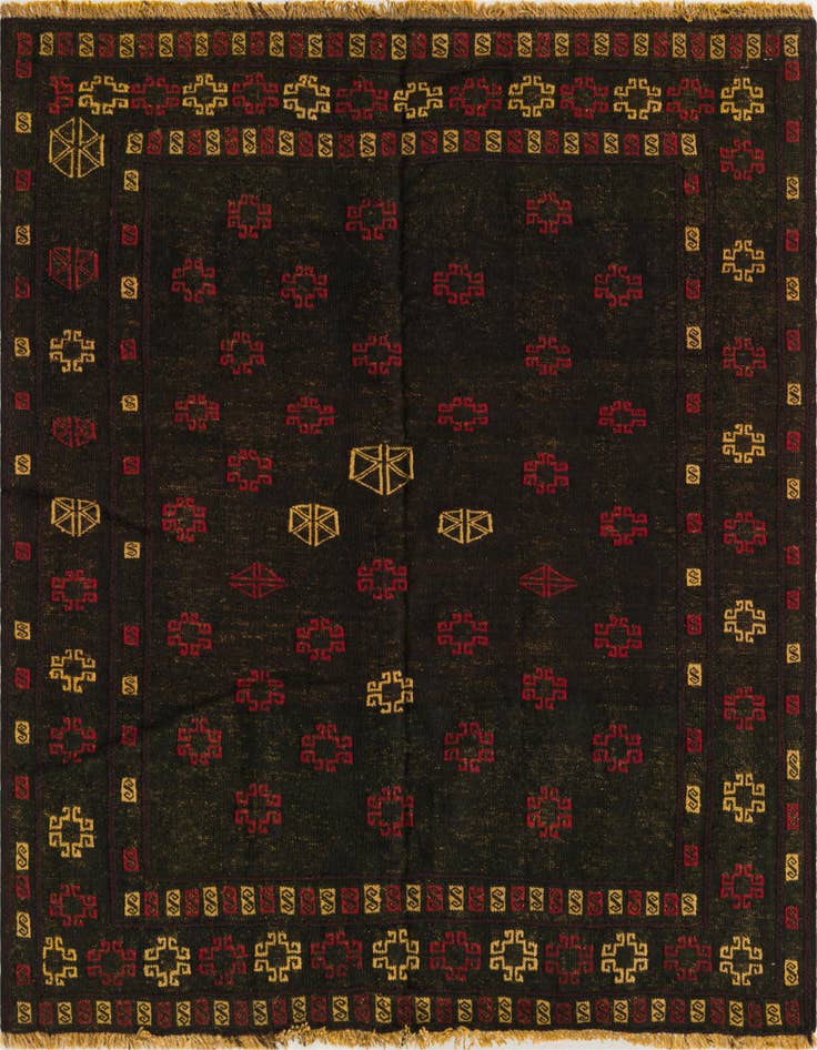 Detail image of 4' 2 x 4' 3 Hand Knotted Sumak Wool Square Rug