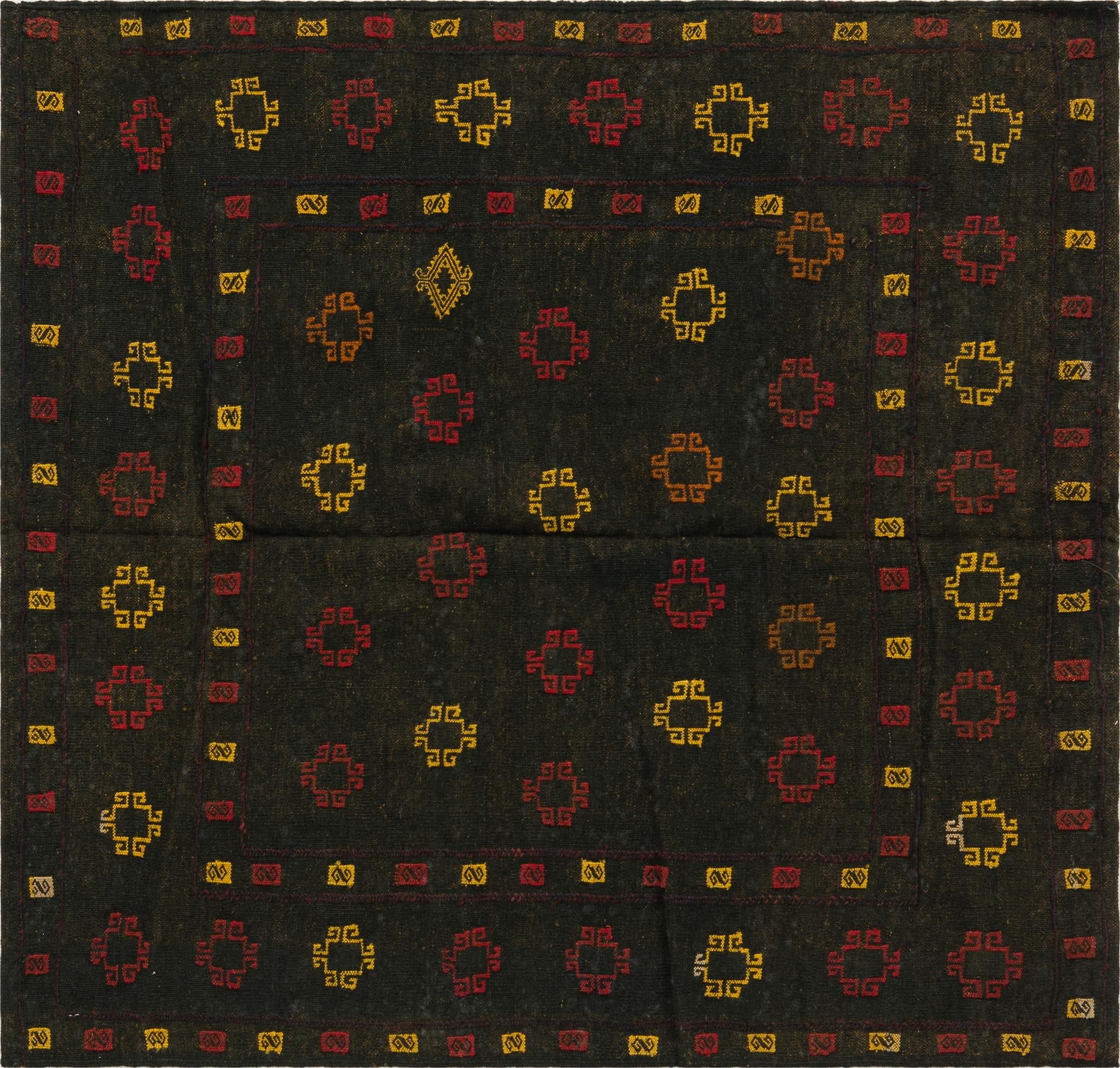 4' 2 x 4' 4  Hand Knotted Sumak Wool Square Rug