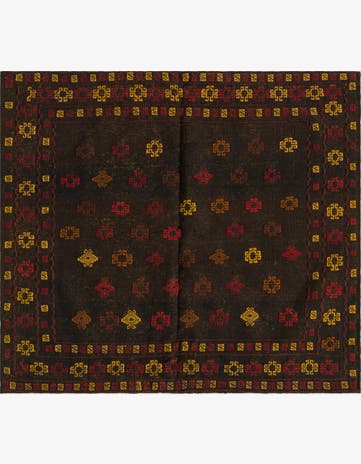 3' 10 x 4' 3 Hand Knotted Sumak Wool Square Rug