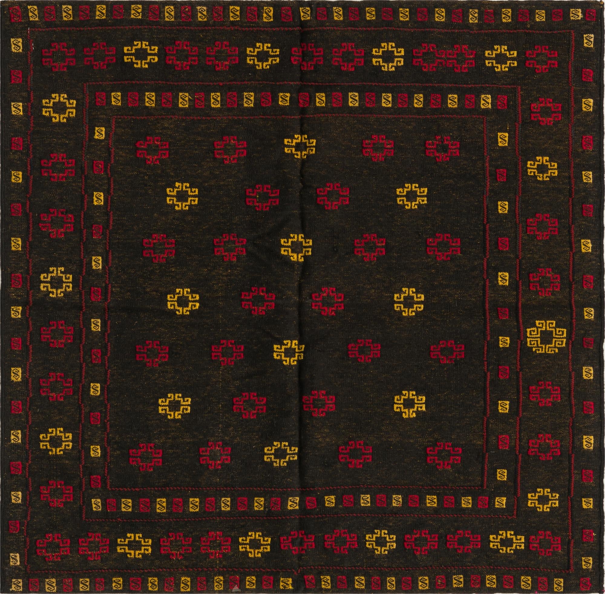 4' 2 x 4' 3  Hand Knotted Sumak Wool Square Rug
